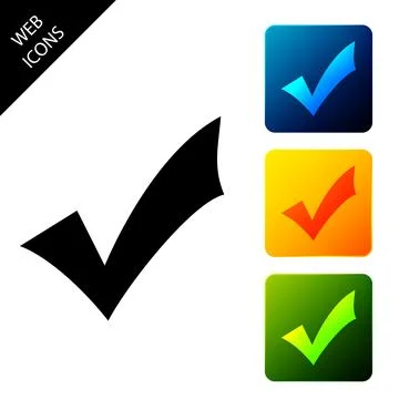 Check mark icon isolated on white background. Tick symbol. Set icons colorful イラスト素材