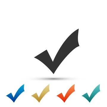 Check mark icon isolated on white background. Tick symbol. Set elements in .. Illustrazione stock