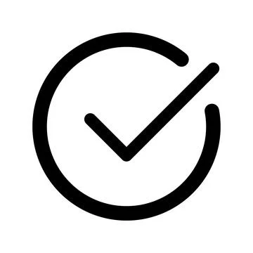 Check mark icon line isolated on white background. Black flat thin icon on .. Stock Illustration