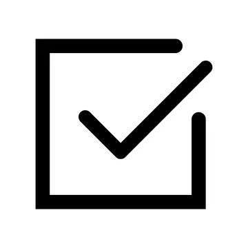 Check mark icon line isolated on white background. Black flat thin icon on .. Stock Illustration