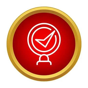 Check mark icon on red circular button Stock Illustration