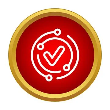 Check mark icon in red process circle button Stock Illustration