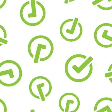Check mark icon seamless pattern background. Ok, accept vector illustration.  Stock Illustration