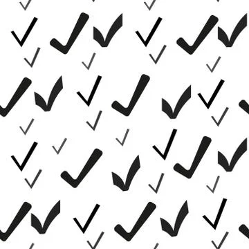 Check mark icon seamless pattern on white background. Tick symbol. Vector ill Stock Illustration