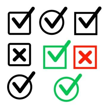 Check Mark icon set. Check vector button Stock Illustration