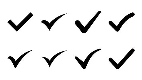 Check mark icon set. Check mark sign. Tick mark symbol vector Stock Illustration