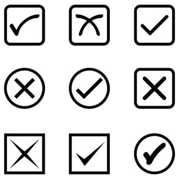 Check mark icon set Illustrazione stock
