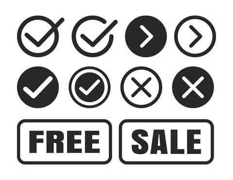 Check mark icon set. Right and wrong symbol. Stock Illustration