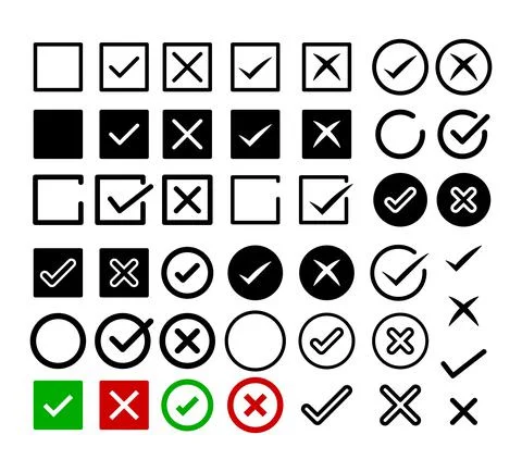 Check mark icon set. Right and wrong symbol. Stock Illustration