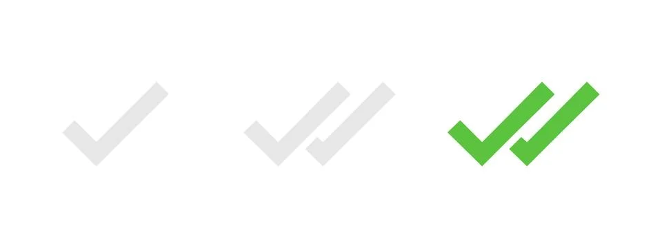Check mark icon. Single and double ticks in green color vector illustration.. Stock Illustration