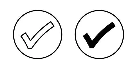 Check mark icon. Style is flat and line symbol Stock Illustration