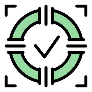 Check mark icon in target showing concept of reaching goal Stock Illustration