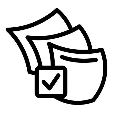 Check mark icon validating a stack of digital documents for business approval Stock Illustration