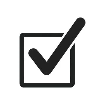 Check Mark Icon Validation Symbol. Monochrome tick box graphic signifying p.. Stock Illustration