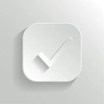 Check mark icon - vector white app button Stock Illustration