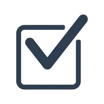 Check mark icon on white background. Illustrazione stock