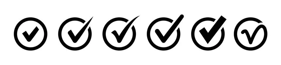 Check mark icons. Set of checkmark. Approval icon. Check marks symbol collect Stock Illustration