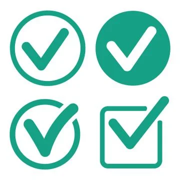 Check mark icons set on white background. Stock Illustration