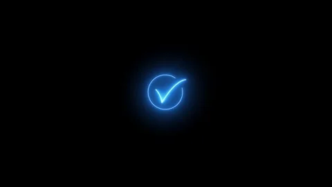 Check mark inside a circle animated. glowing neon line check mark icon anim.. 스톡 동영상 339784564