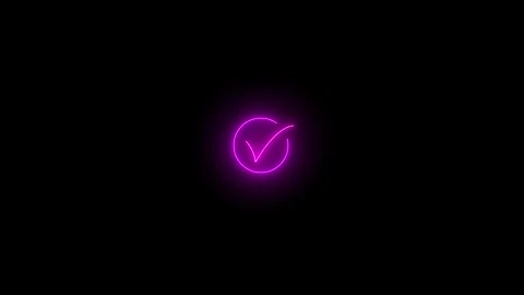 Check mark inside a circle animated. glowing neon line check mark icon anim.. Stock Footage 340487381