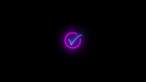 Check mark inside a circle animated. glowing neon line check mark icon anim.. Stock Footage 341504910