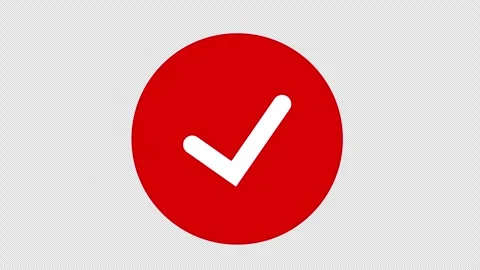 Check mark inside a red circle, featuring a prominent white tick, symbolizi.. Stock Footage 308522852