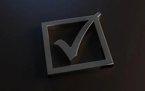 Check mark isolated on dark background with modern lighting Stock Illustration