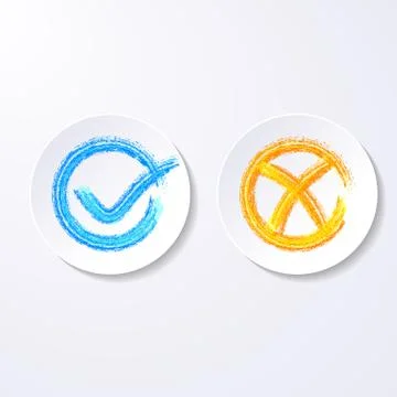 Check mark labels on buttons 스톡 일러스트