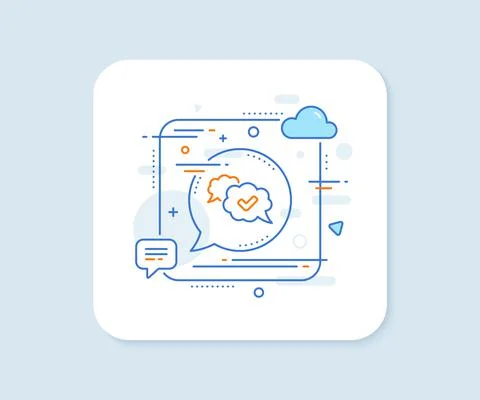 Check mark line icon. Approved comic sign. Speech bubble chat. Vector Stock Illustration