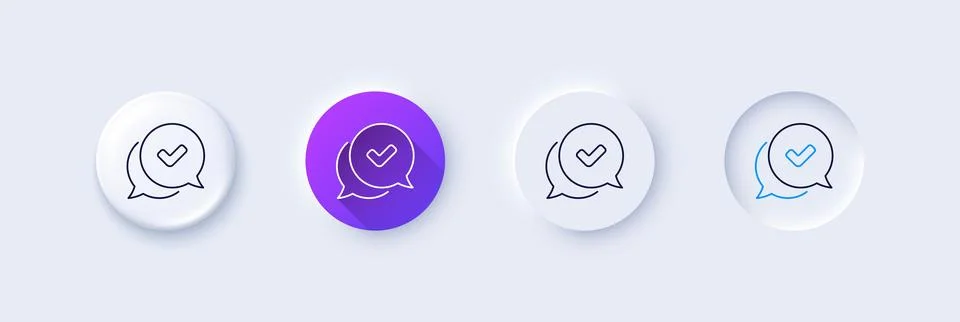Check mark line icon. Approved sign. Speech bubble chat. Line icons. Vector Stock Illustration