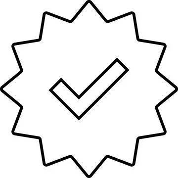 Check mark. Line tick verified badge icon. Approved profile sign. Tick in r.. Stock Illustration