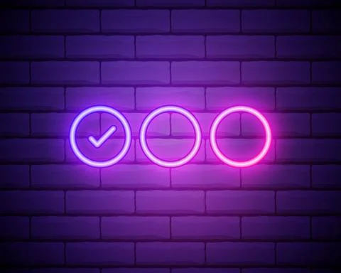 Check mark in neon style. tick check marks. Retro signs with glowing neon tub Stock Illustration