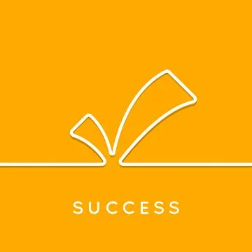 Check mark or tick icon with shadow in orange background Stock Illustration