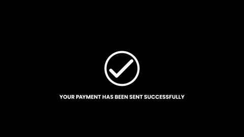 Check mark with payment has been sent successfully text animation Stock Footage 327023955