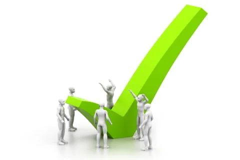 Check mark with people. Stock Illustration