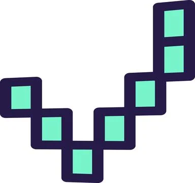 Check Mark Pixel Icon Blue Turquoise Sticker 스톡 일러스트