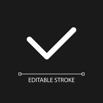 Check mark pixel perfect white linear ui icon for dark theme Stock Illustration