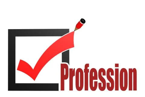 Check mark with profession word Illustrazione stock