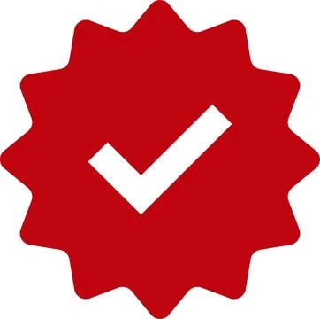 Check mark. Red tick verified badge icon. Approved profile sign. Tick in ro.. Stock Illustration