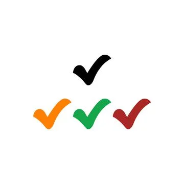 Check mark right or correct icon. Different colors checklist vector design... Stock Illustration
