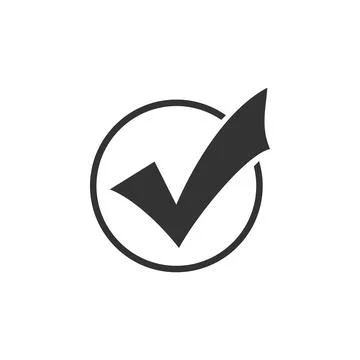 Check mark in round icon isolated. Check list button sign. Flat design. Vector 库存插图