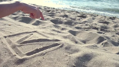 Check mark on the sand Stock Footage 138815492