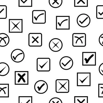 Check mark seamless pattern background icon. Illustrazione stock