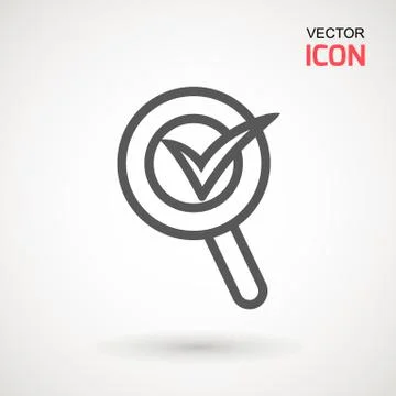 Check mark search graphic design single icon vector illustration. Approved or Stock Illustration