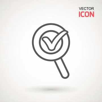 Check mark search graphic design single icon vector illustration. Approved or Stock Illustration