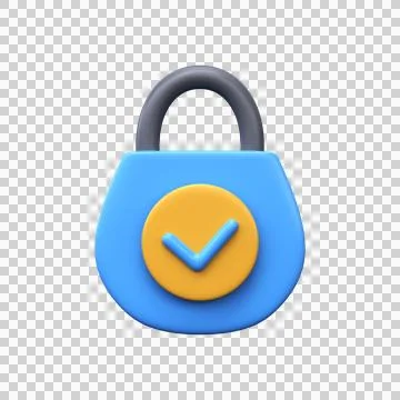 Check mark security icon. 3d lock icon Stock Illustration