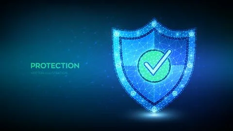 Check mark on security shield. Protection or Safe business concept. Cyber sec 스톡 일러스트