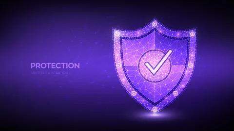 Check mark on security shield. Protection or Safe business concept. Cyber sec Stock Illustration