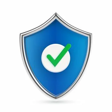 Check mark on security shield. Protection or Safe business concept. Certified Stock Illustration