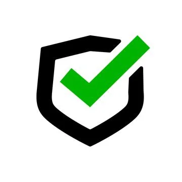 Check mark on shield icon. Security and permissions. Vectors. Stock Illustration